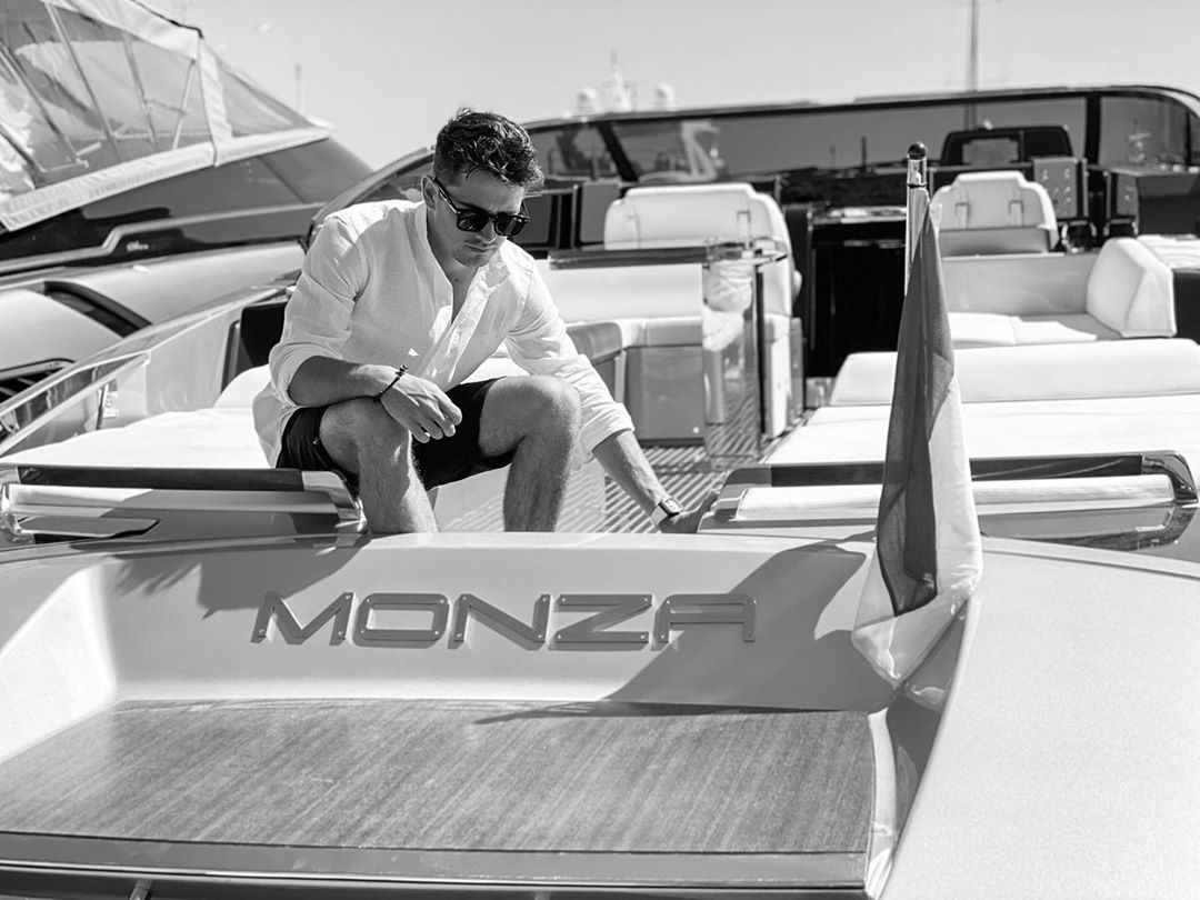 Charles Leclerc on his boat 'Monza'.