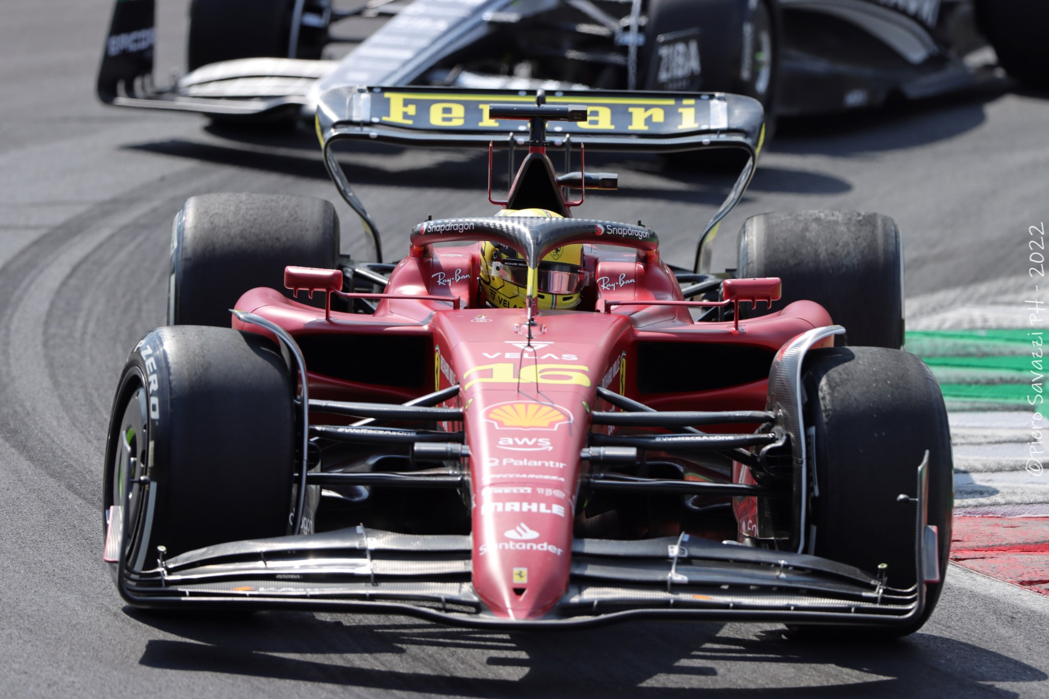 Charles Leclerc in action in his Ferrari at the Italian Grand Prix in Monza in September 2022. 