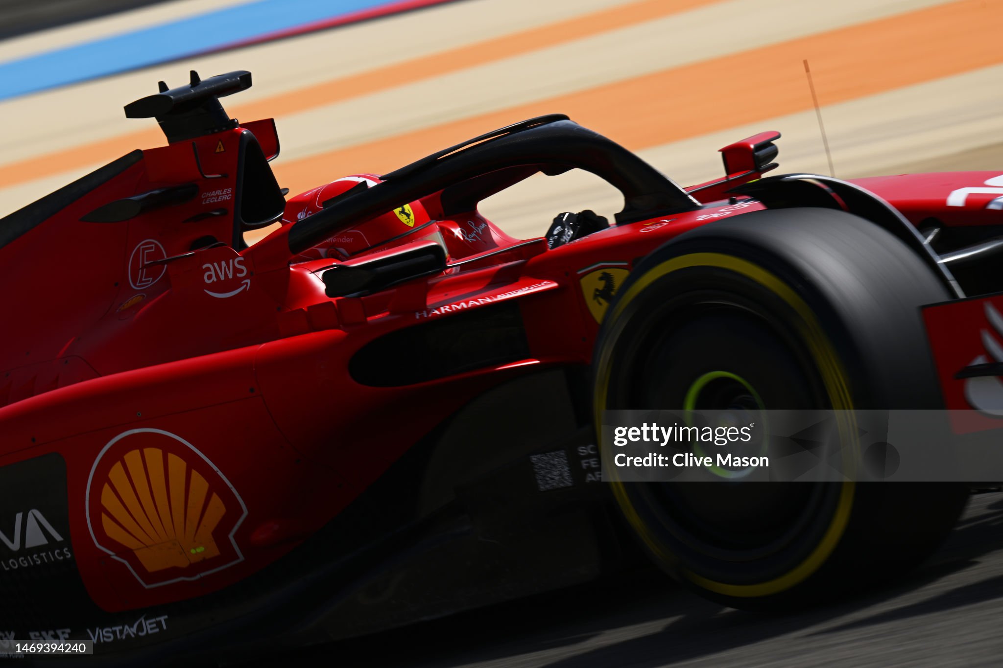 Charles Leclerc driving the Ferrari SF-23 on track during day three of F1 testing at Bahrain International Circuit on February 25, 2023.