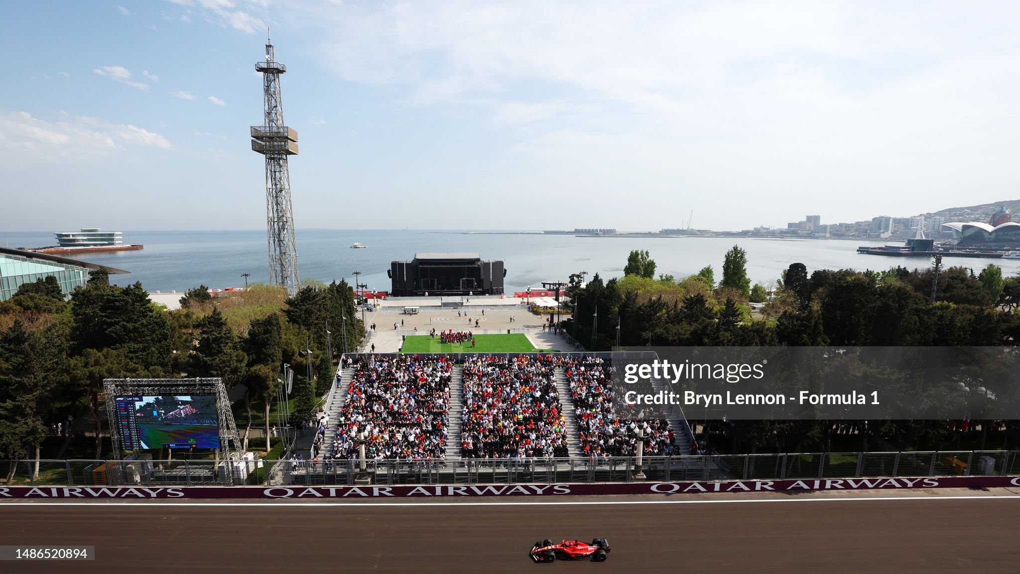 Charles Leclerc driving the Ferrari SF-23 on track during the F1 Grand Prix of Azerbaijan at Baku on April 30, 2023. 