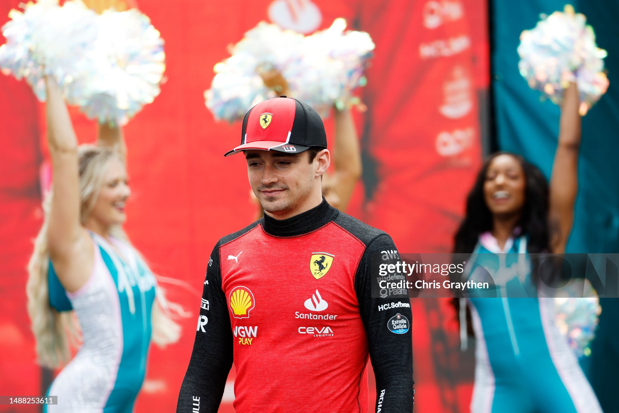 Charles Leclerc walks out onto the grid prior to the F1 Grand Prix of Miami at Miami International Autodrome on May 07, 2023. 