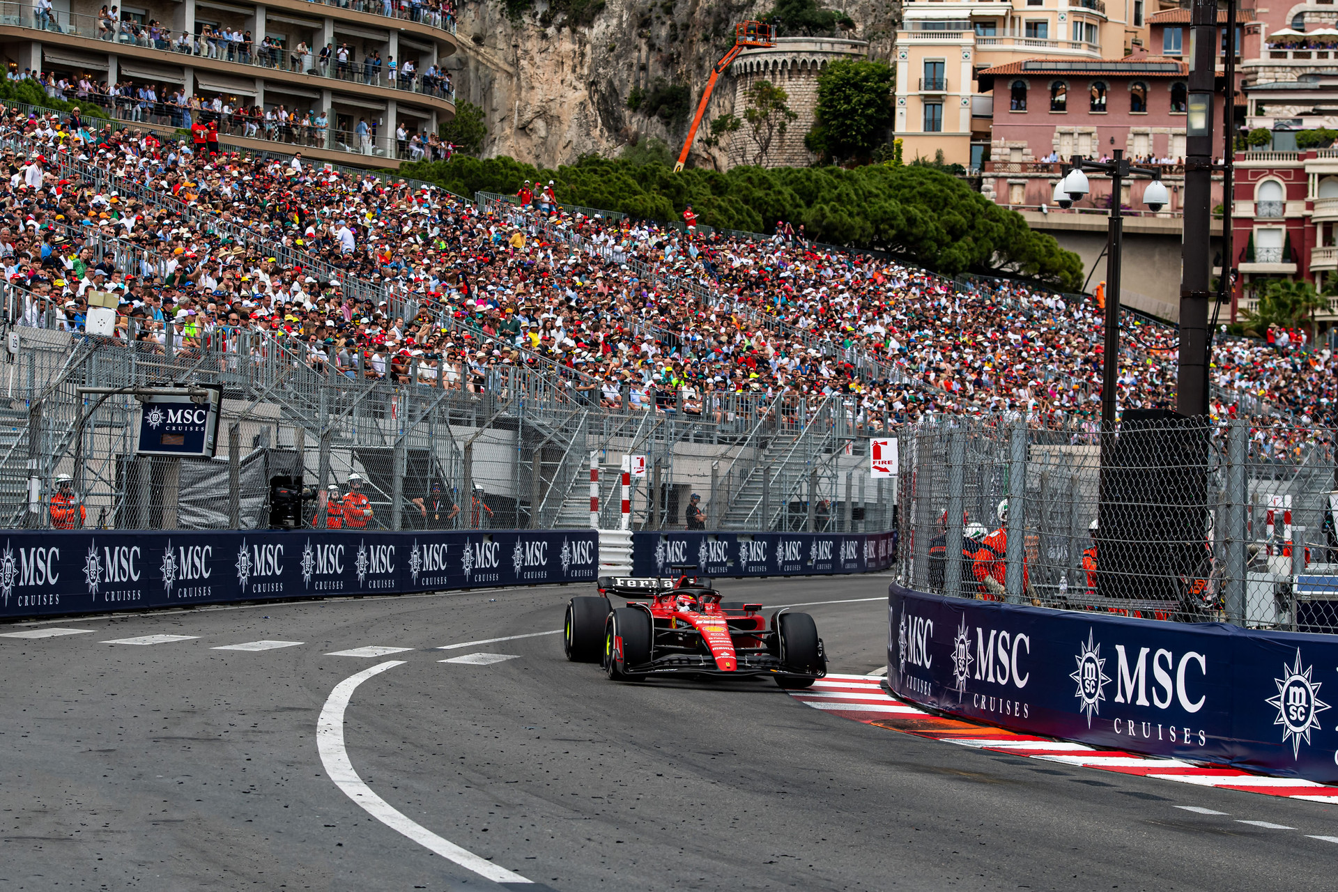 Charles Leclerc during the 2023 Monaco Grand Prix. 