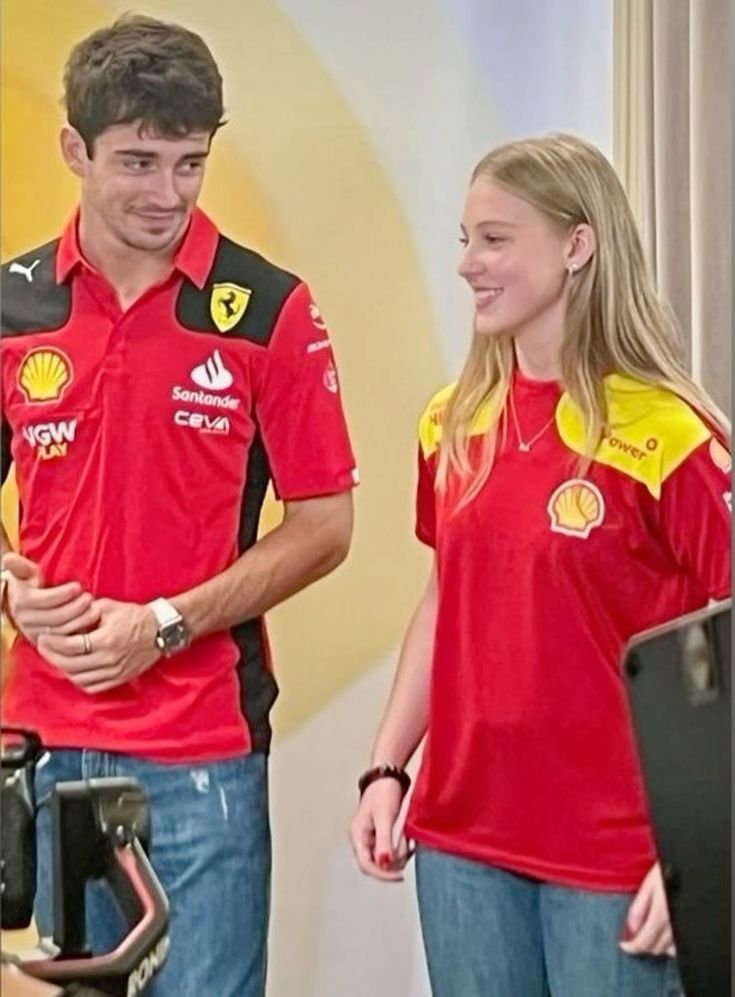 Charles Leclerc with Aurelia Nobels in Brazil in November 2023.