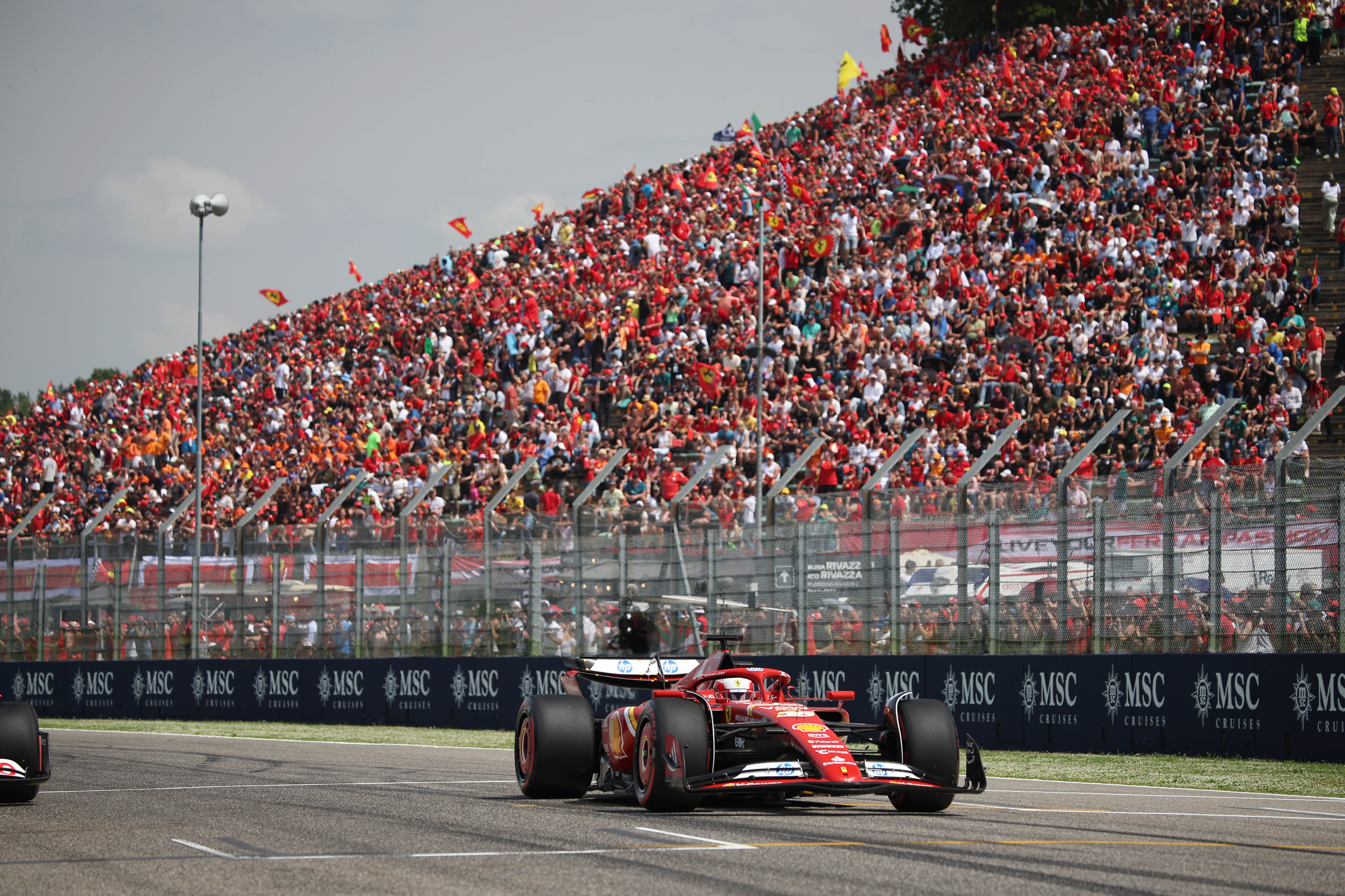 Charles Leclerc in action at the 2024 Imola Grand Prix. 