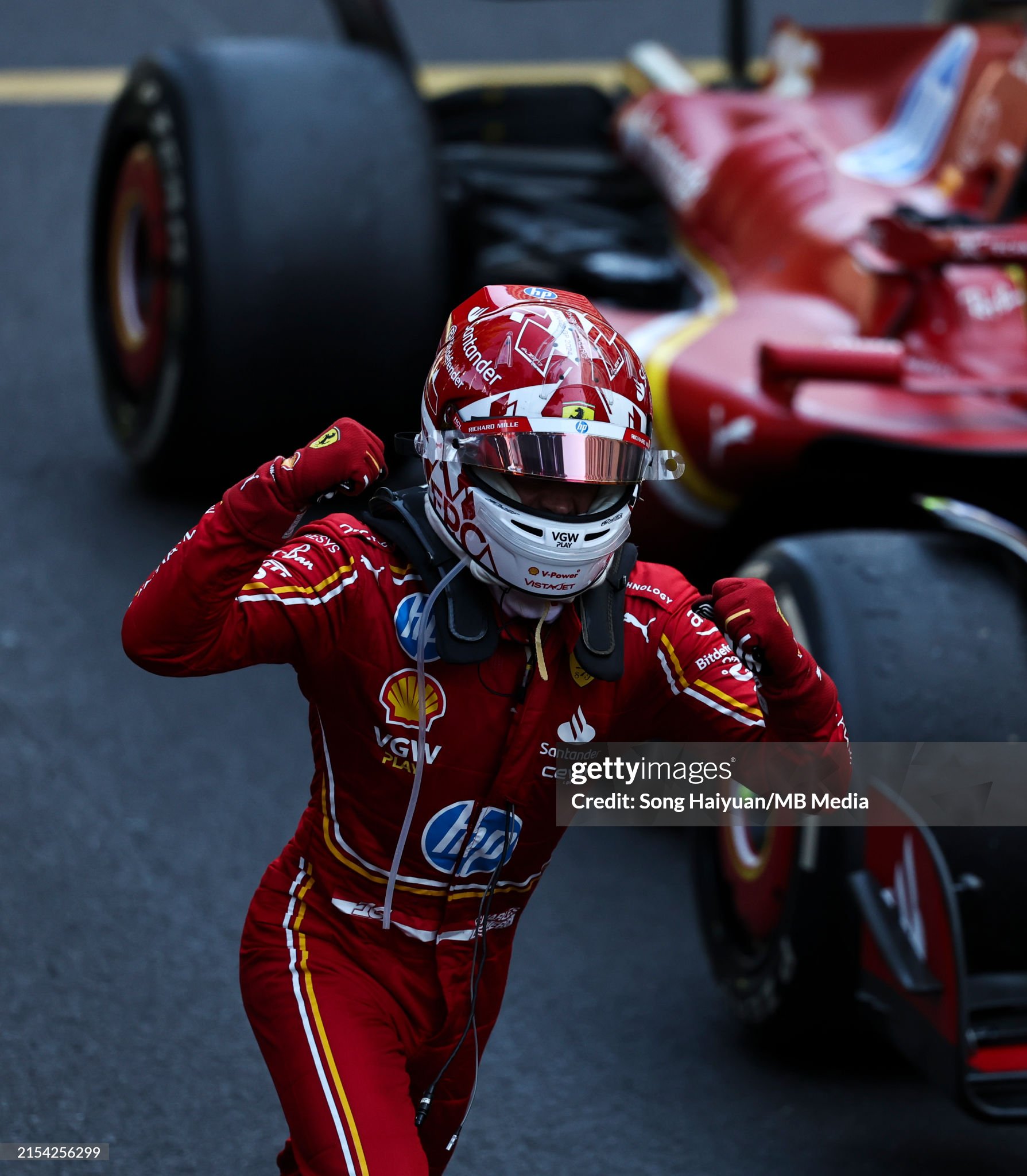 Race winner Charles Leclerc celebrates in parc ferme after the F1 Grand Prix of Monaco at Circuit de Monaco on May 26, 2024. 