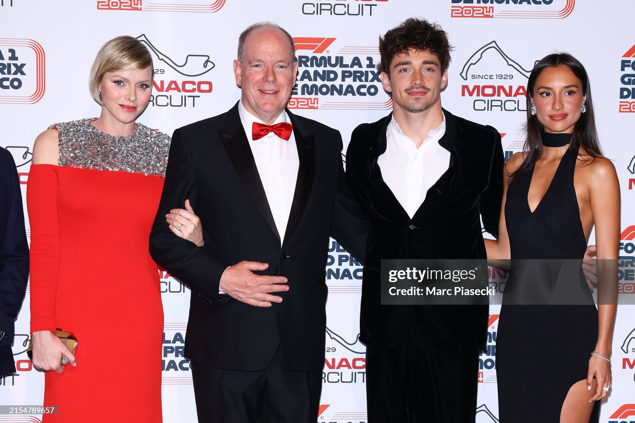 Princess Charlene of Monaco, Prince Albert II of Monaco, race winner Charles Leclerc and Alexandra Saint Mleux attend the gala dinner for the F1 Grand Prix of Monaco on 26 May 2024 in Monte Carlo, Monaco. 