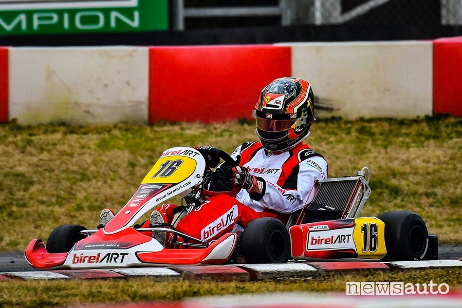 Charles Leclerc in action with his kart. 