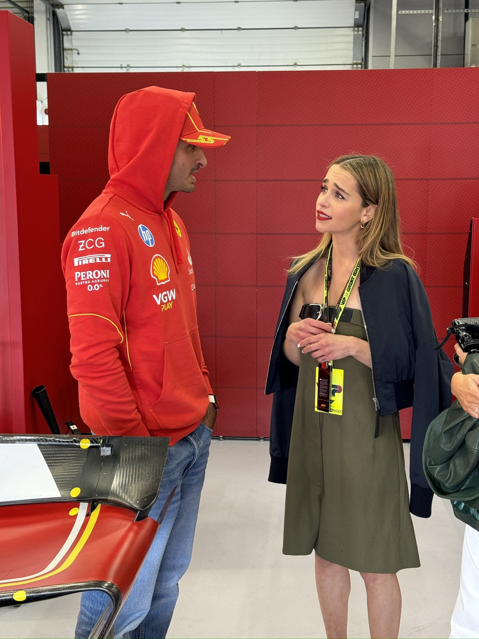 Charles Leclerc with Emilia Clarke at the 2024 British Grand Prix.