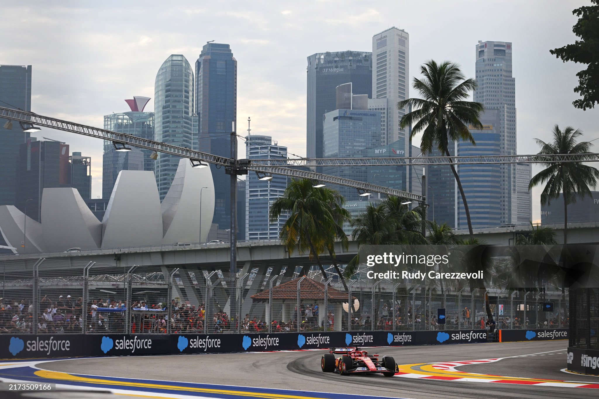 Charles Leclerc on track during final practice ahead of the F1 Grand Prix of Singapore at Marina Bay Street Circuit on September 21, 2024. 