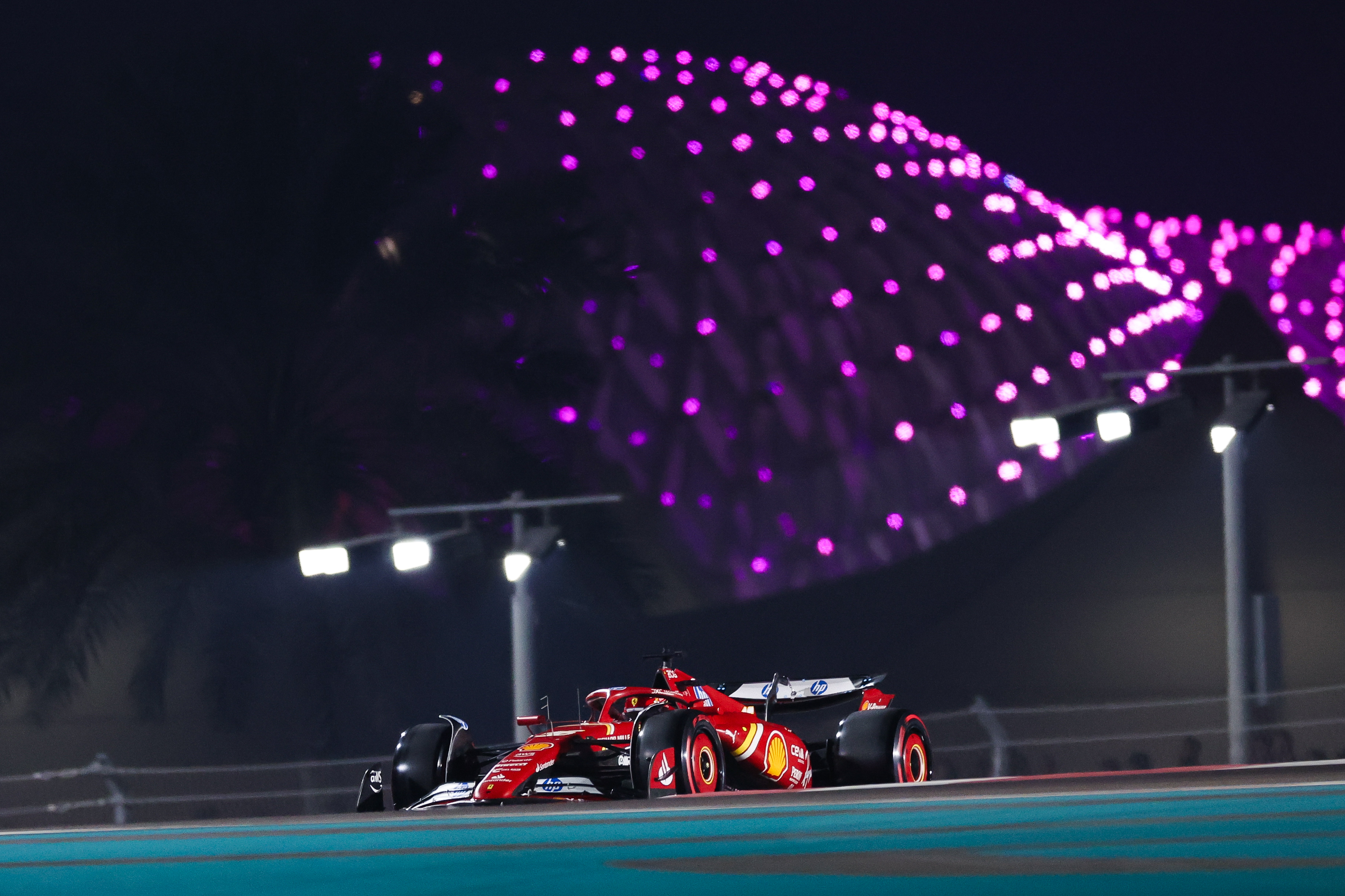 Charles Leclerc on track during qualifying of the Abu Dhabi Grand Prix on December 07, 2024. 