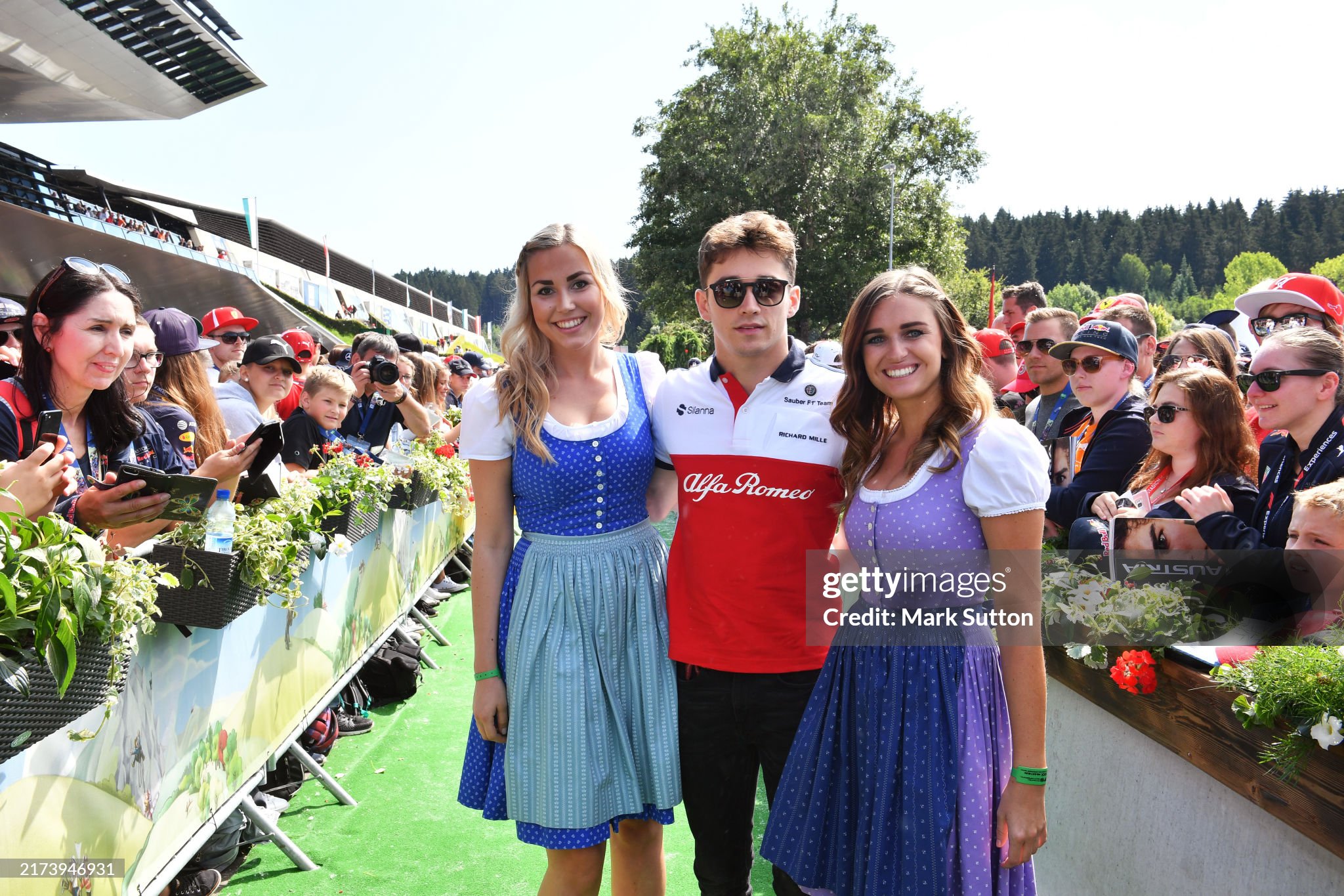 Charles Leclerc, Alfa Romeo Sauber F1 Team and girls during the Austrian Grand Prix at Red Bull Ring on July 01, 2018. 