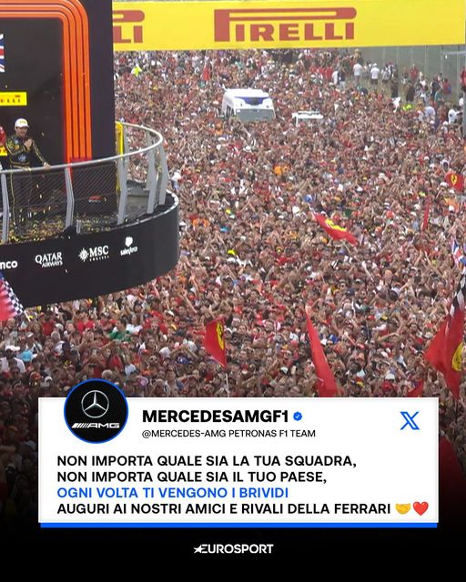 “It doesn't matter what your team is, it doesn't matter what your country is, it gives you goosebumps every time. Congratulations to our friends and rivals of Scuderia Ferrari. Moments like these make this sport special.