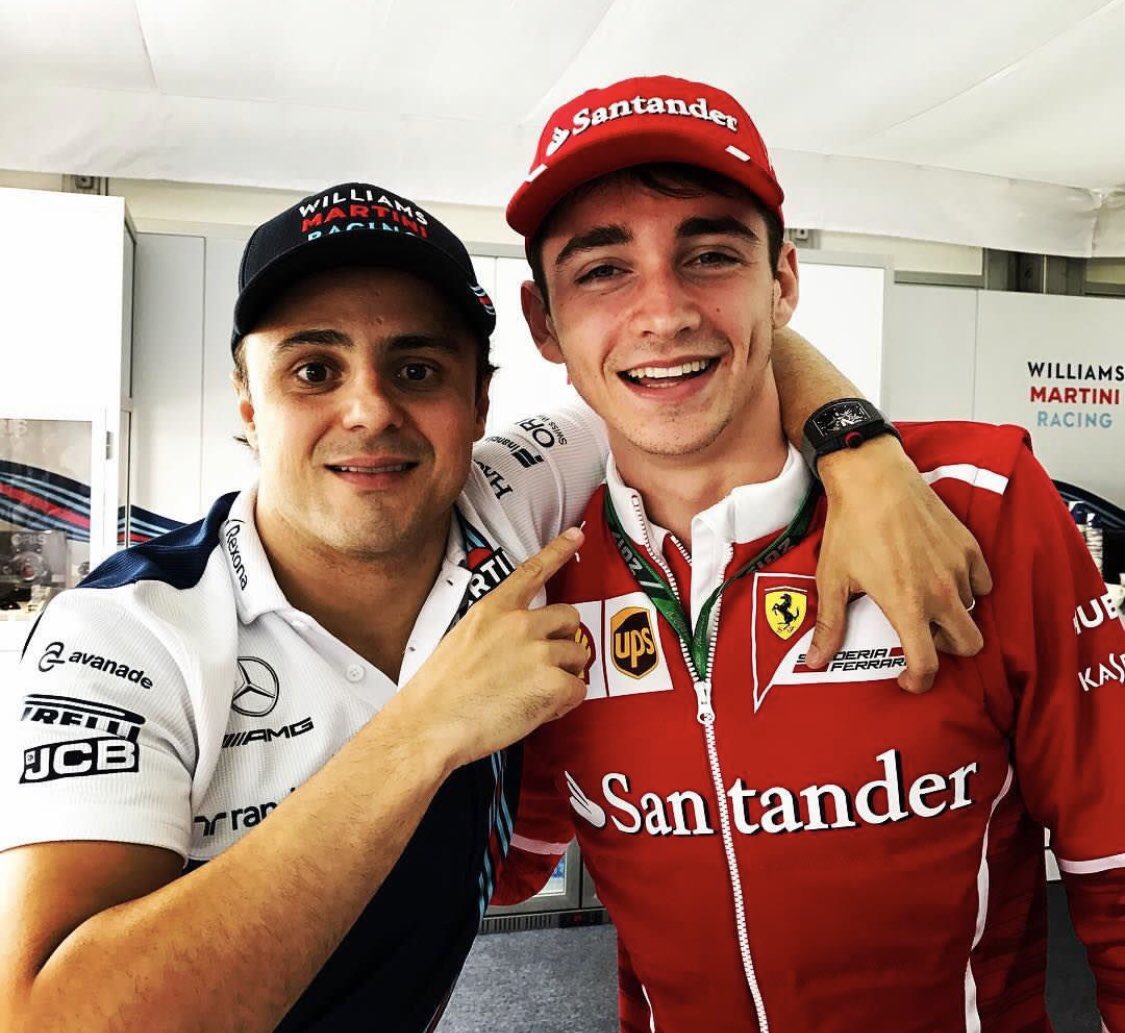 Felipe Massa, Williams, with Charles Leclerc, Ferrari.