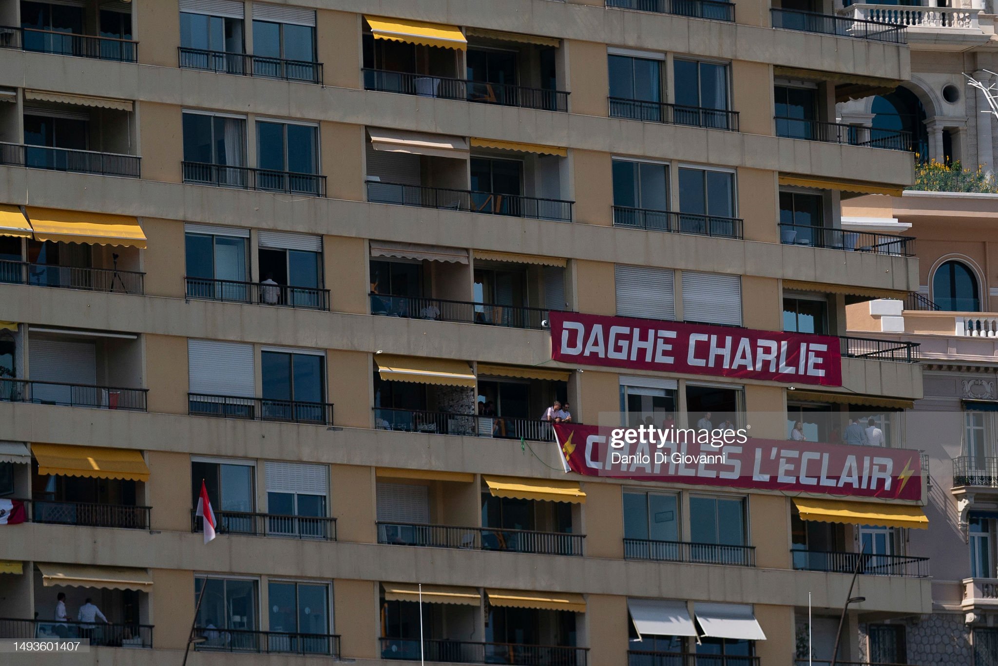 Fans display a banner in favor of Charles Leclerc during practice ahead of the F1 Grand Prix of Monaco at Circuit de Monaco on May 26, 2023 in Monte-Carlo, Monaco. 