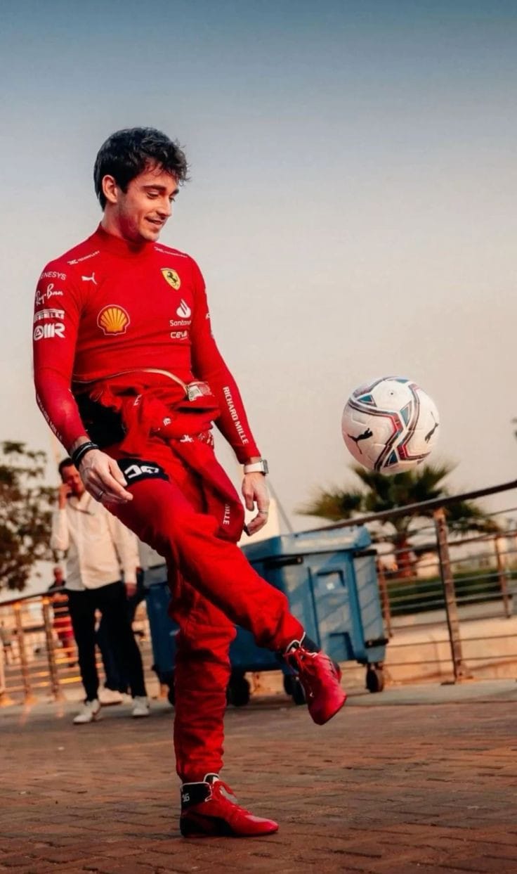 Charles Leclerc playing football.