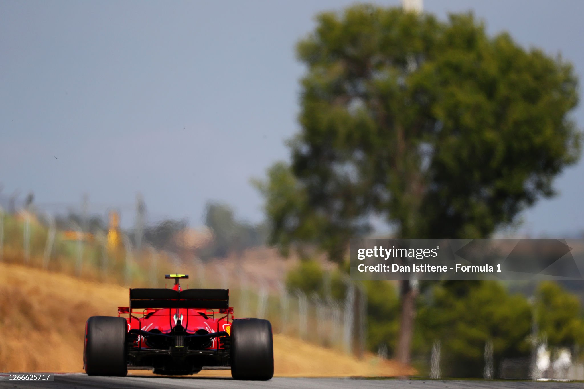 Charles Leclerc driving the Ferrari SF1000 during the F1 Grand Prix of Spain at Circuit de Barcelona-Catalunya on August 16, 2020. 