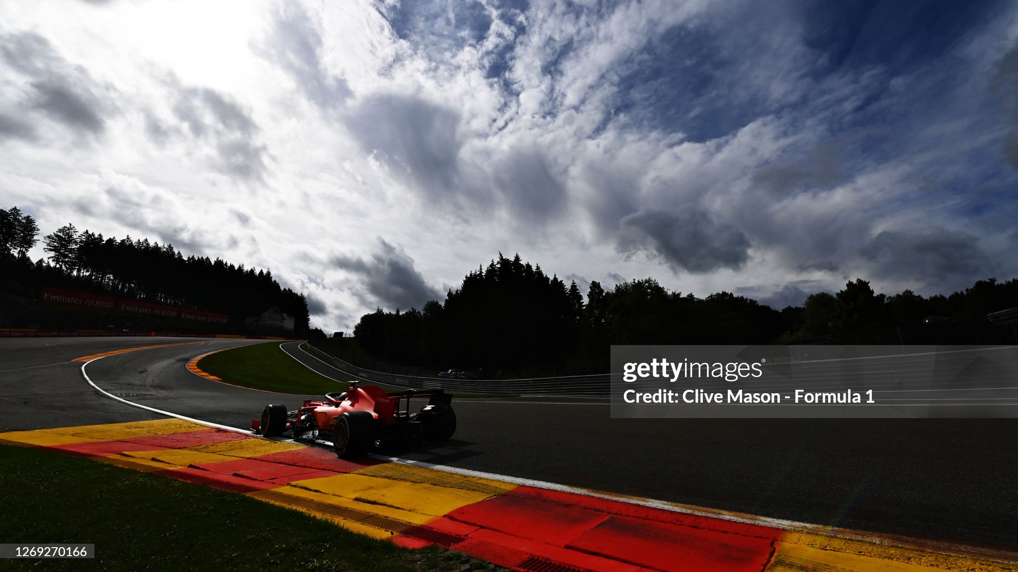 Charles Leclerc driving the Ferrari SF1000 during practice for the F1 Grand Prix of Belgium at Circuit de Spa-Francorchamps on August 28, 2020. 