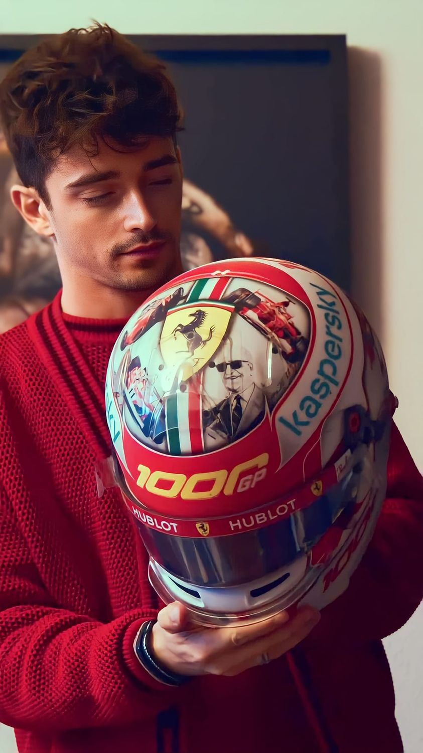 Charles Leclerc's helmet at Ferrari's 1000th Grand Prix in September 2020.