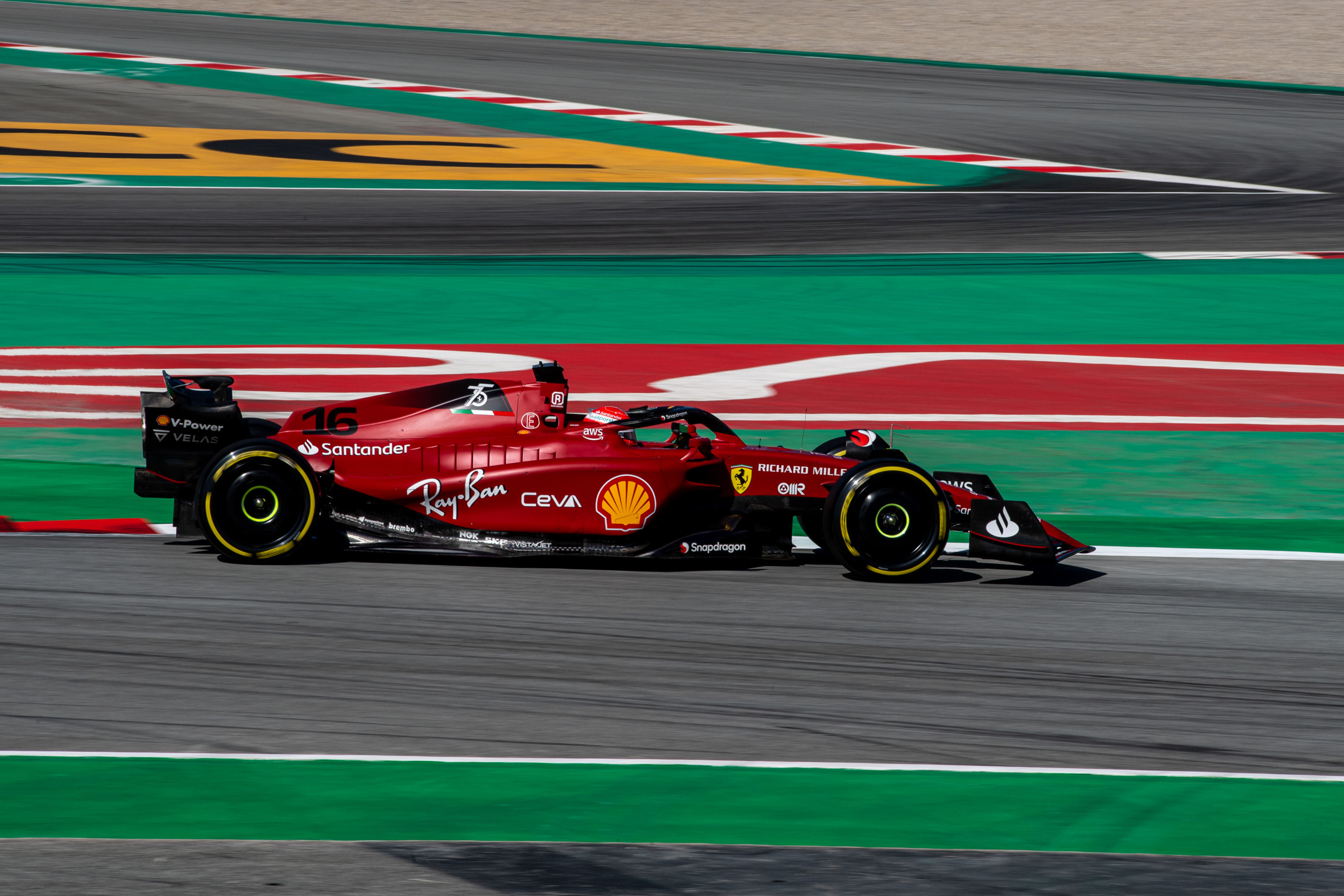 Charles Leclerc at Barcelona tests in 2022. 