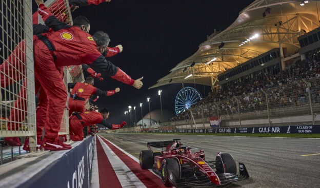 Charles Leclerc winning the 2022 Bahrain Grand Prix.