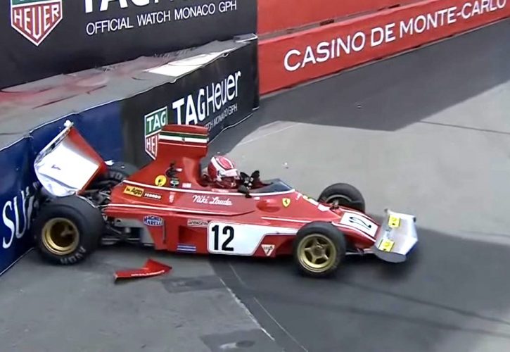 On 15 May 2022 Charles Leclerc crashed in the 312 B3, the 1974 single-seater raced by Niki Lauda.