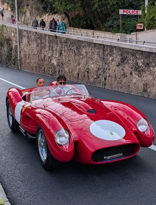 Charles and Alexandra riding together in a striking vintage red Ferrari 250 Testa Rossa have been surfacing online, giving fans a glimpse of their romantic celebration after tying the knot.