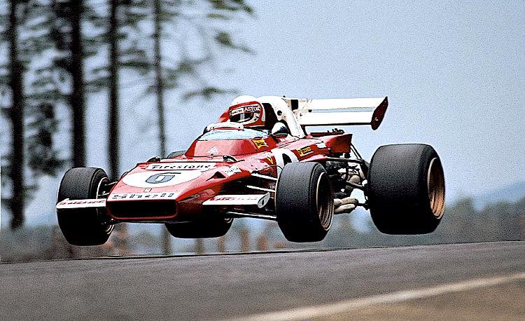 Clay Regazzoni driving a racing car.
