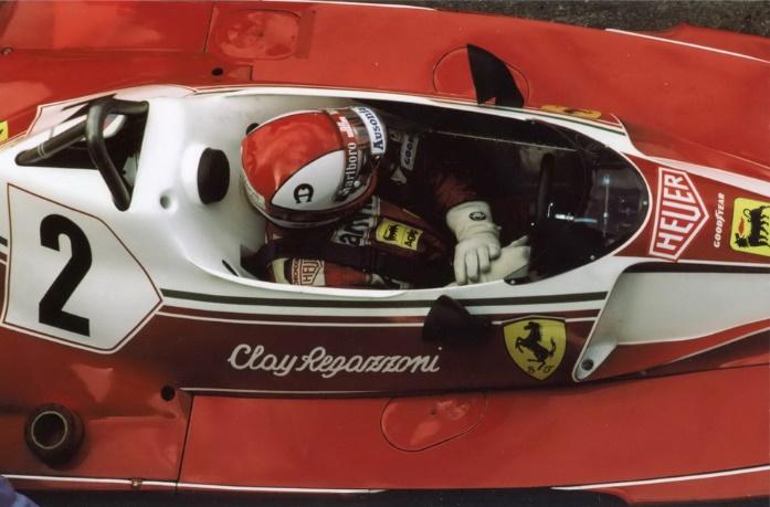 Clay Regazzoni in a Ferrari.