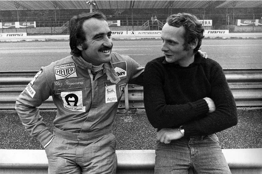 Clay Regazzoni with Niki Lauda.