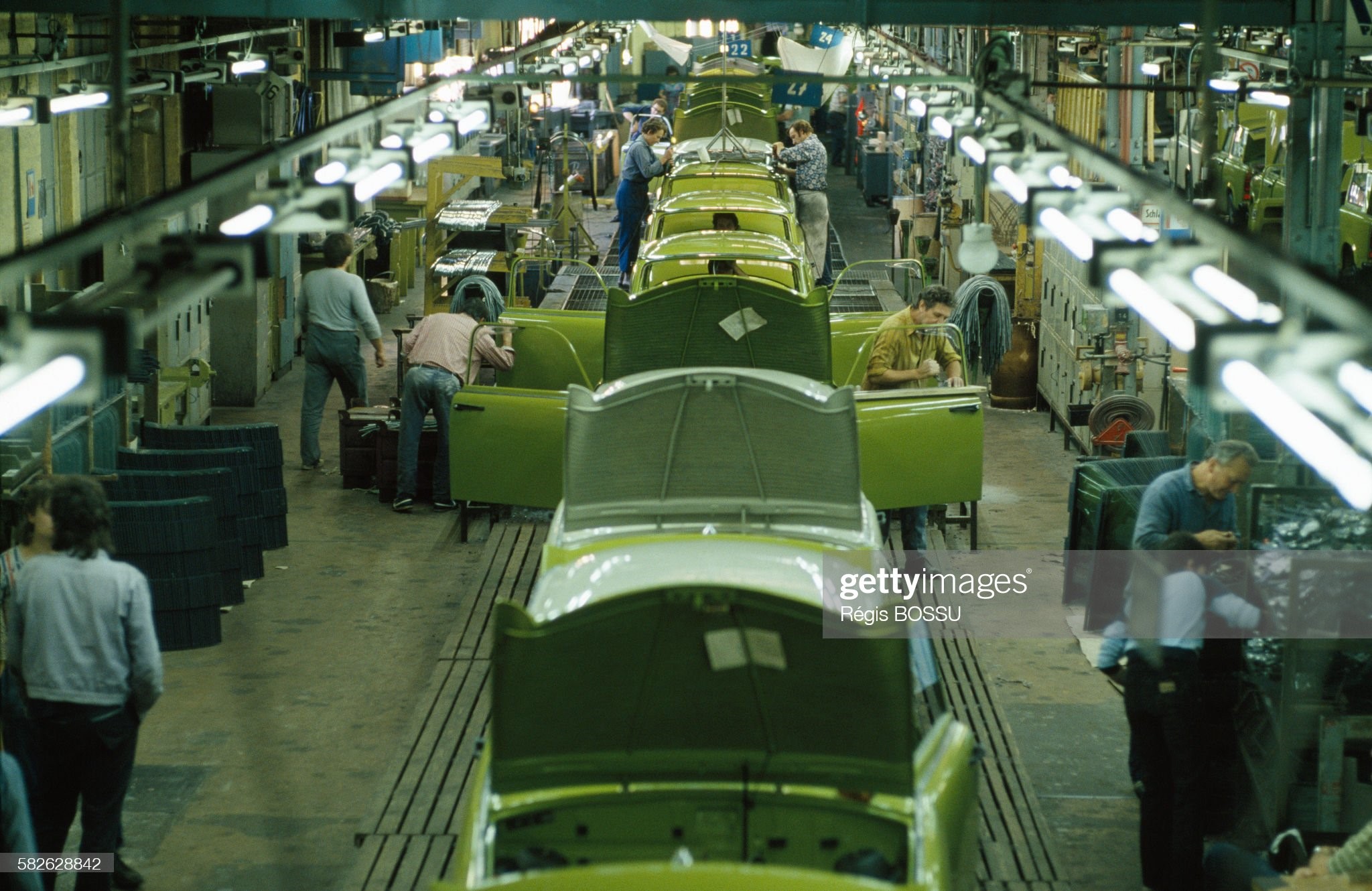 Trabant car factory in Zwickau, East Germany. 