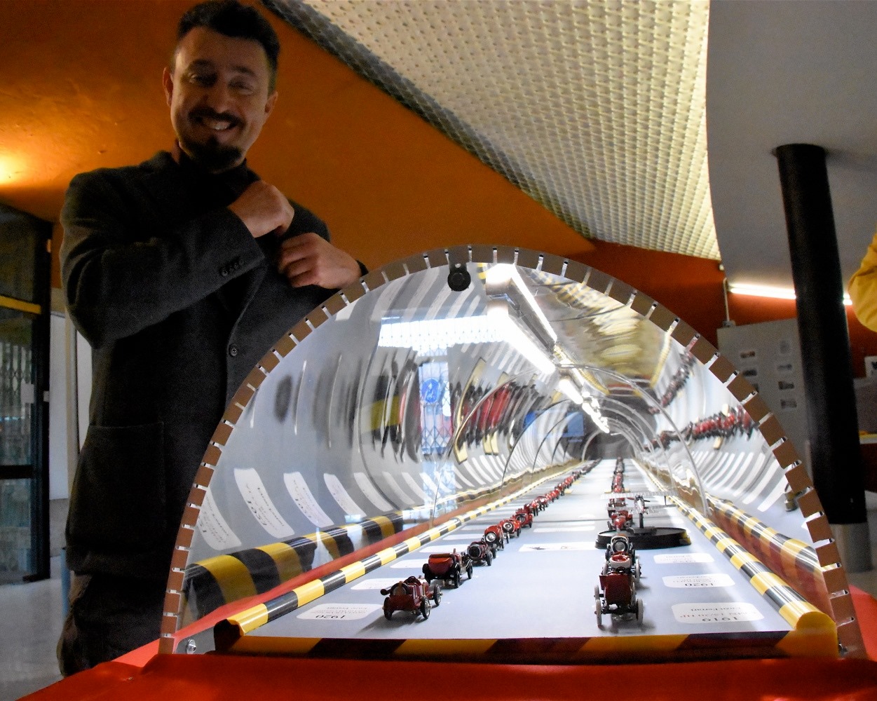 Elis Sernesi and his collection of Ferrari cars in 1:45 scale.