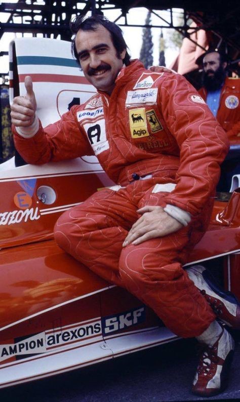 Clay Regazzoni on his Ferrari.