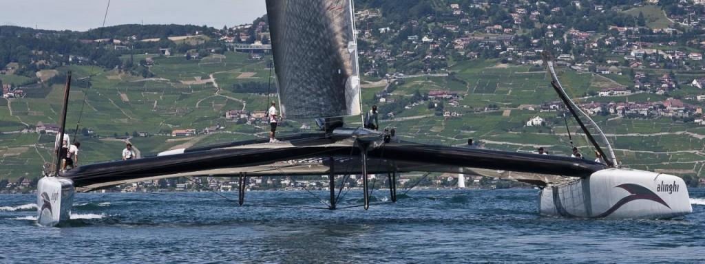 Alinghi the first tests on the lake in July 2009.
