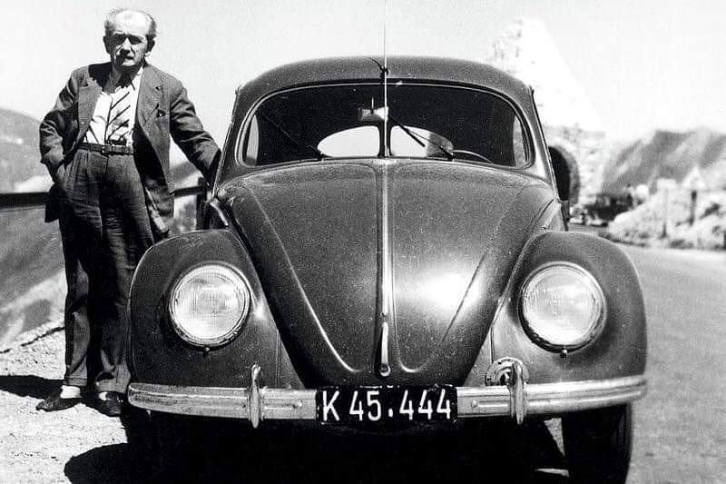 Ferdinand Porsche and his Beetle.