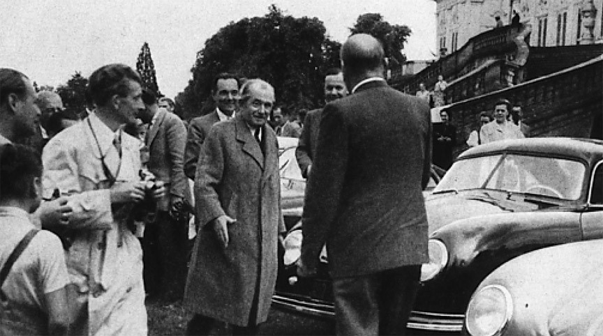 1950 September 3, thirty 356 owners gathered in Stuttgart to greet dr. Porsche on his 75th birthday. 