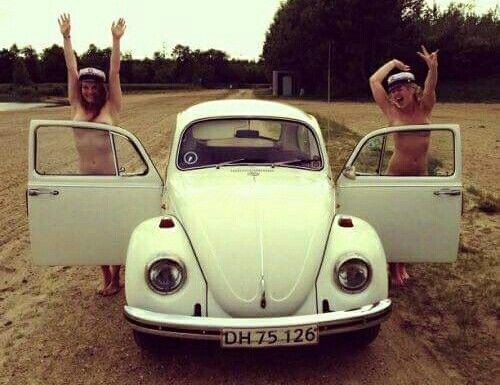 Two women and a Beetle.