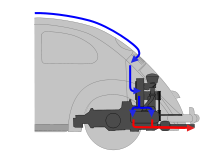 Illustration of the Beetle's engine air cooling and exhaust systems.