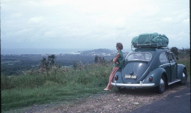 A woman and a Beetle in Australia.