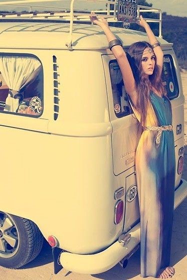 A girl and a Kombi.