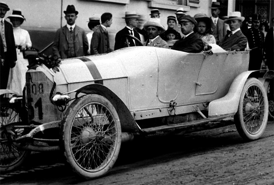 1910 Prince Heinrich race won by F. Porsche in Austro Daimler that he had designed and piloted by himself. 