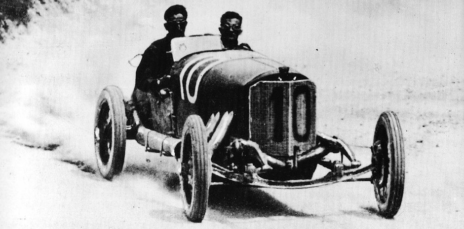 1924 Targa Florio winner Christian Werner in Mercedes PP no.10. The length of the race was 432 km (4 laps of 108 km). 37 cars started. Contrary to the regulations on the colouring of racing cars according to their nationality, this car was painted red instead of white - reportedly this was meant to stop spectators from recognizing the car as a competitor's car and throwing stones at it, a common practice at the time. 
