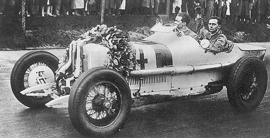 1926 German GP, Avus, Rudolf Caracciola at the wheel of the Mercedes Monza. 