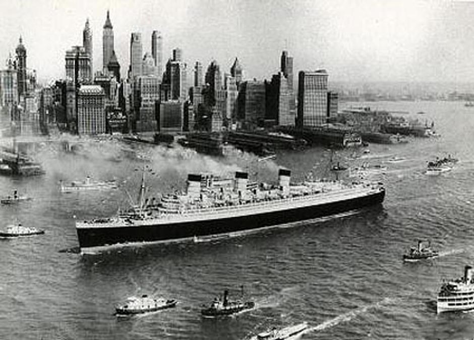 1936 was the year of the maiden transatlantic voyage for Queen Mary and in August she made a new world record by arriving in NYC in under 4 days. 