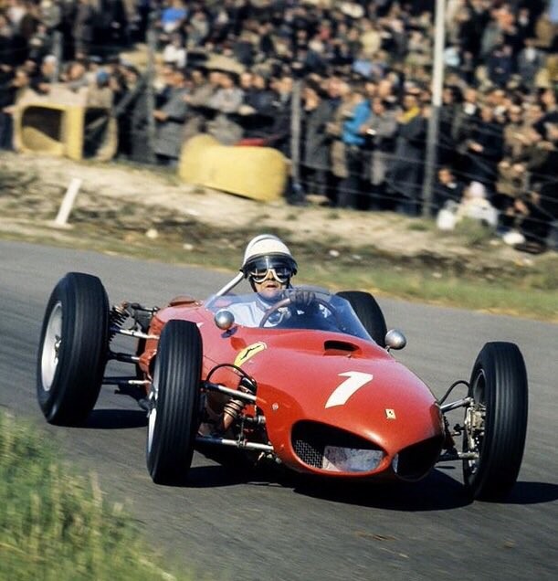 Phil Hill, Ferrari, at Zandvoort, Netherlands, in 1962.