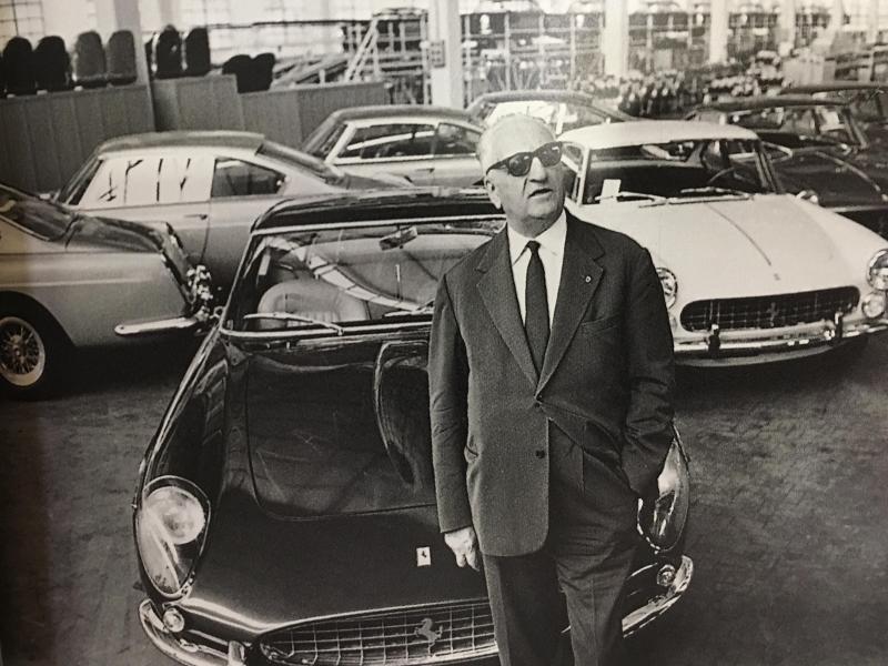 The Commendatore at the Ferrari factory in the 60s.