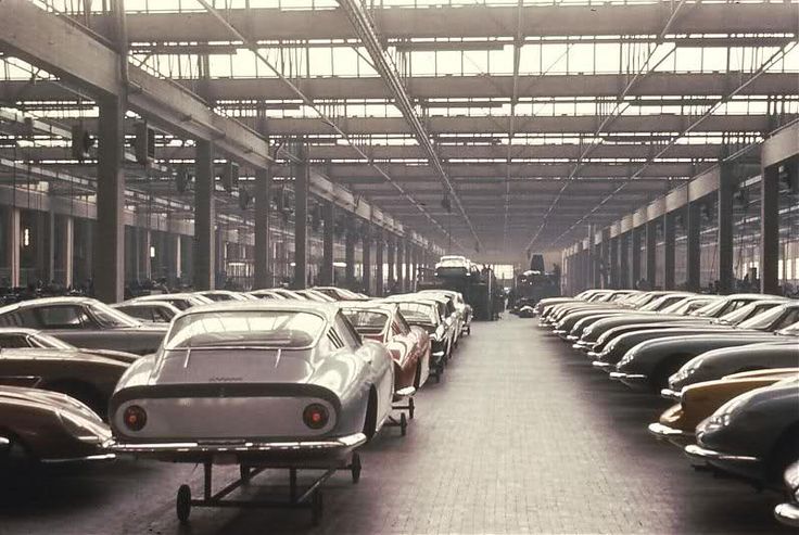 275 GTBs at Maranello Ferrari Factory in 1966.
