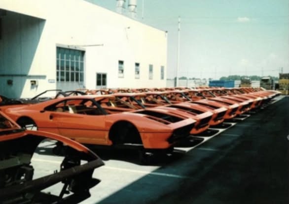 Ferrari 288 GTO production in mid 1980s.