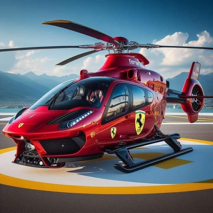 A futuristic Ferrari helicopter.