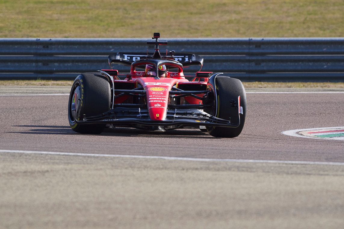 Charles Leclerc driving the new Ferrari.