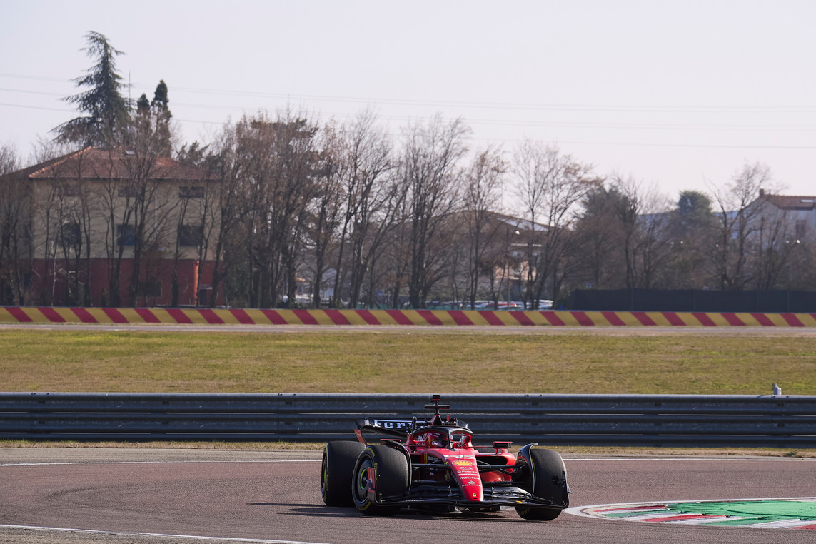 Charles Leclerc driving the new Ferrari.